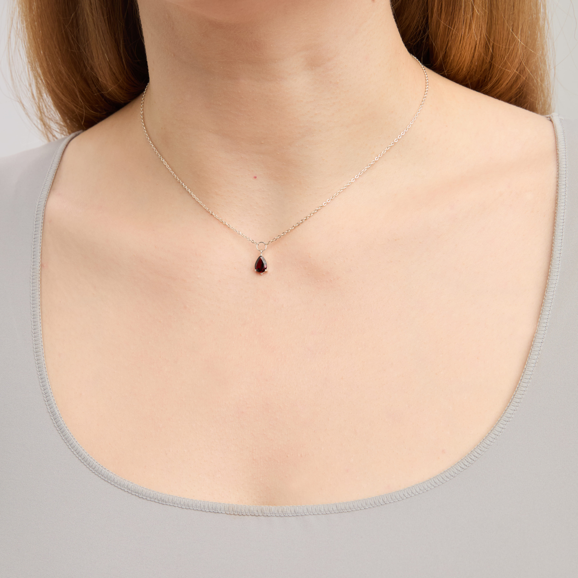 INFANTA Чокер Principessa Goccia с гранатом в серебре