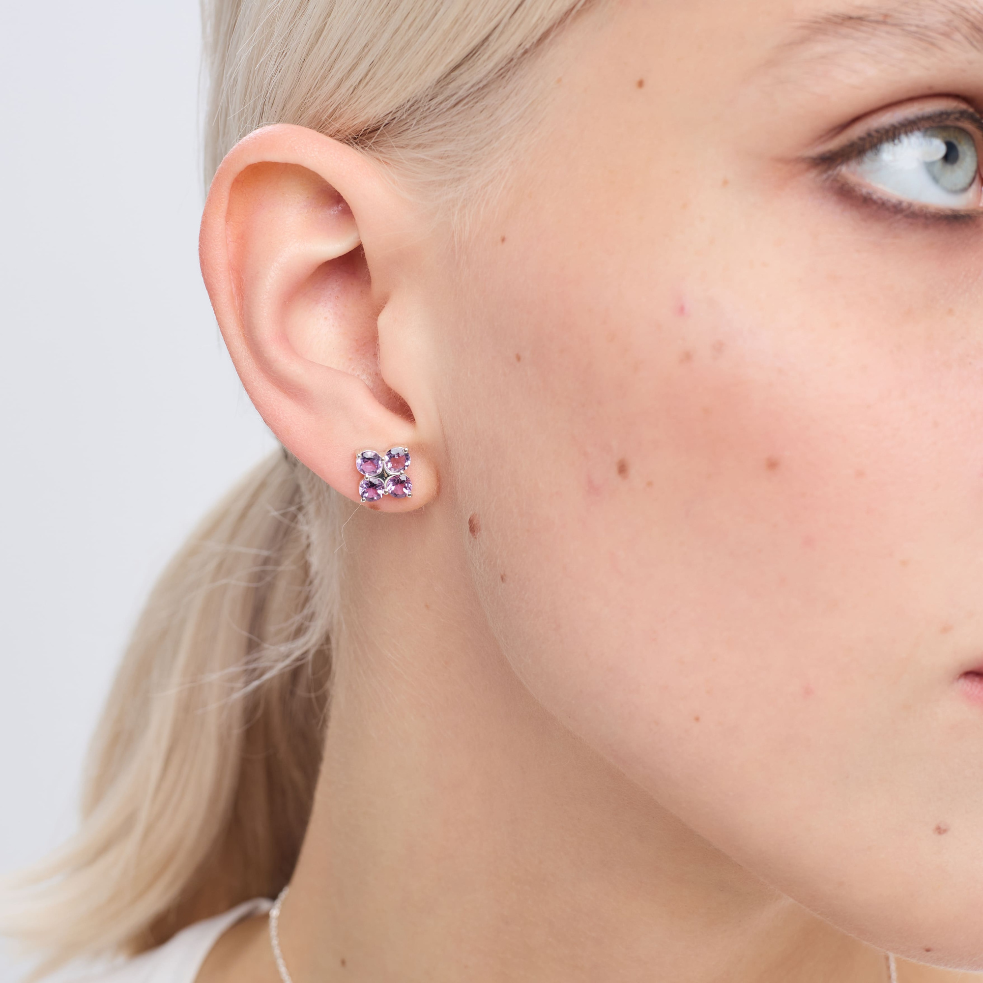 INFANTA Пусеты Principessa Quadrifoglio с аметистами в серебре