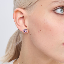 INFANTA Пусеты Principessa Quadrifoglio с аметистами в серебре