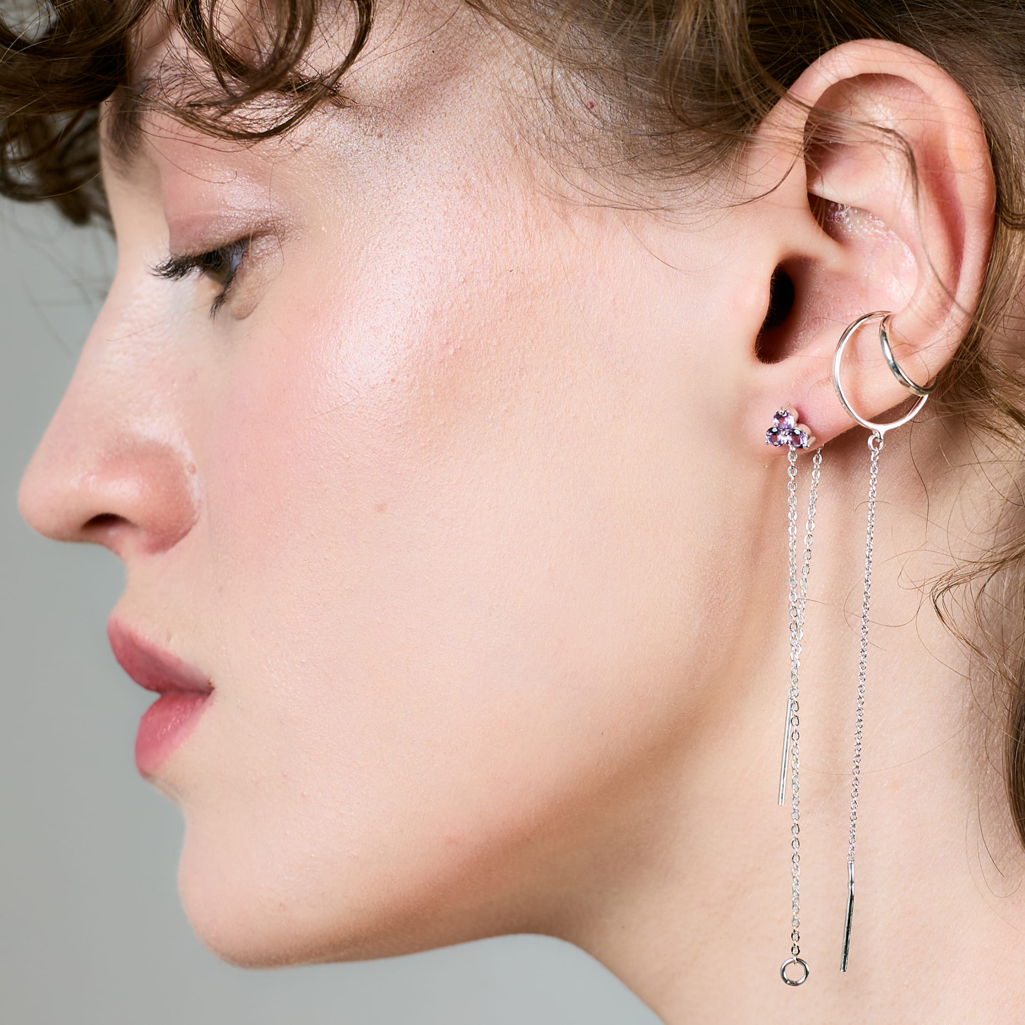 INFANTA Кафф двойной Catena с цепочкой серебро