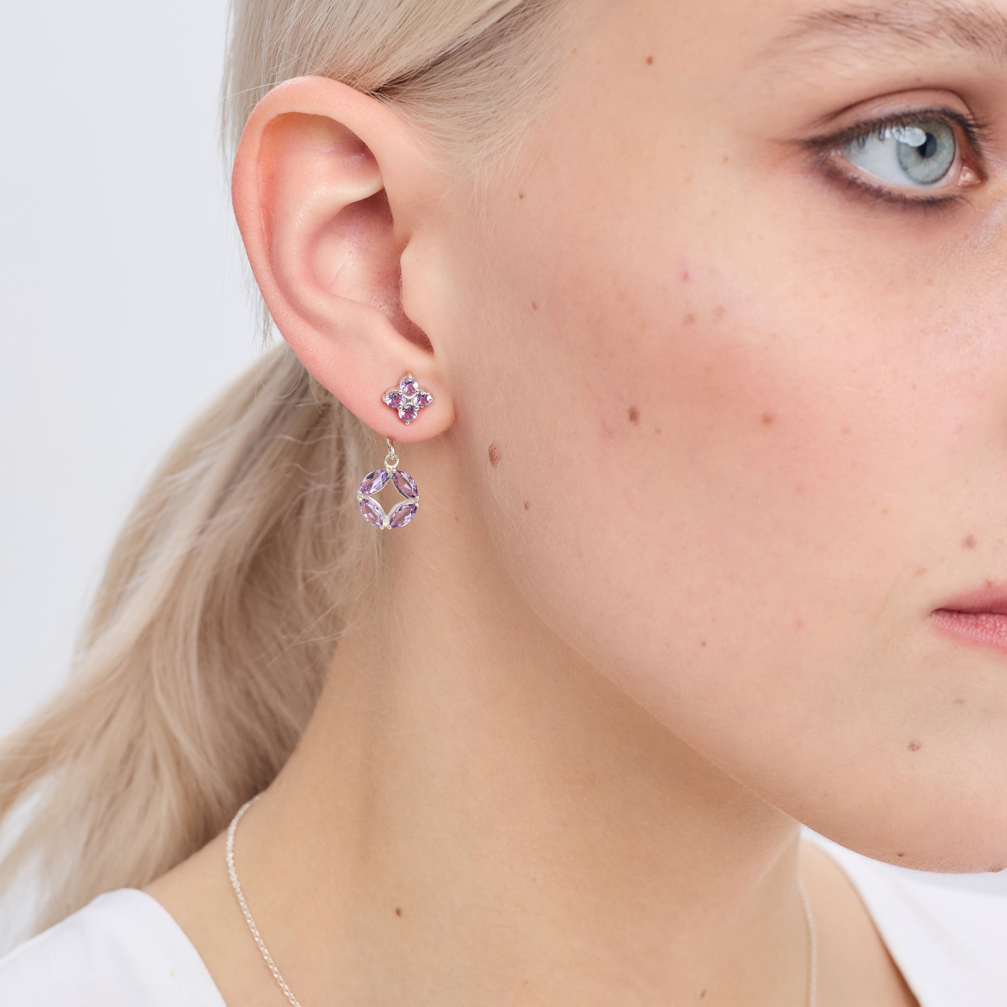 INFANTA Джекет для пусет малый Principessa для серег с аметистами маркиз в серебре