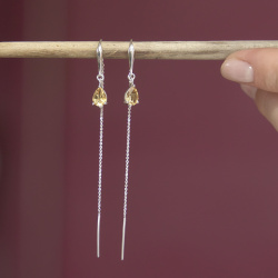 INFANTA Серьги протяжки Goccia с цитрином в серебре