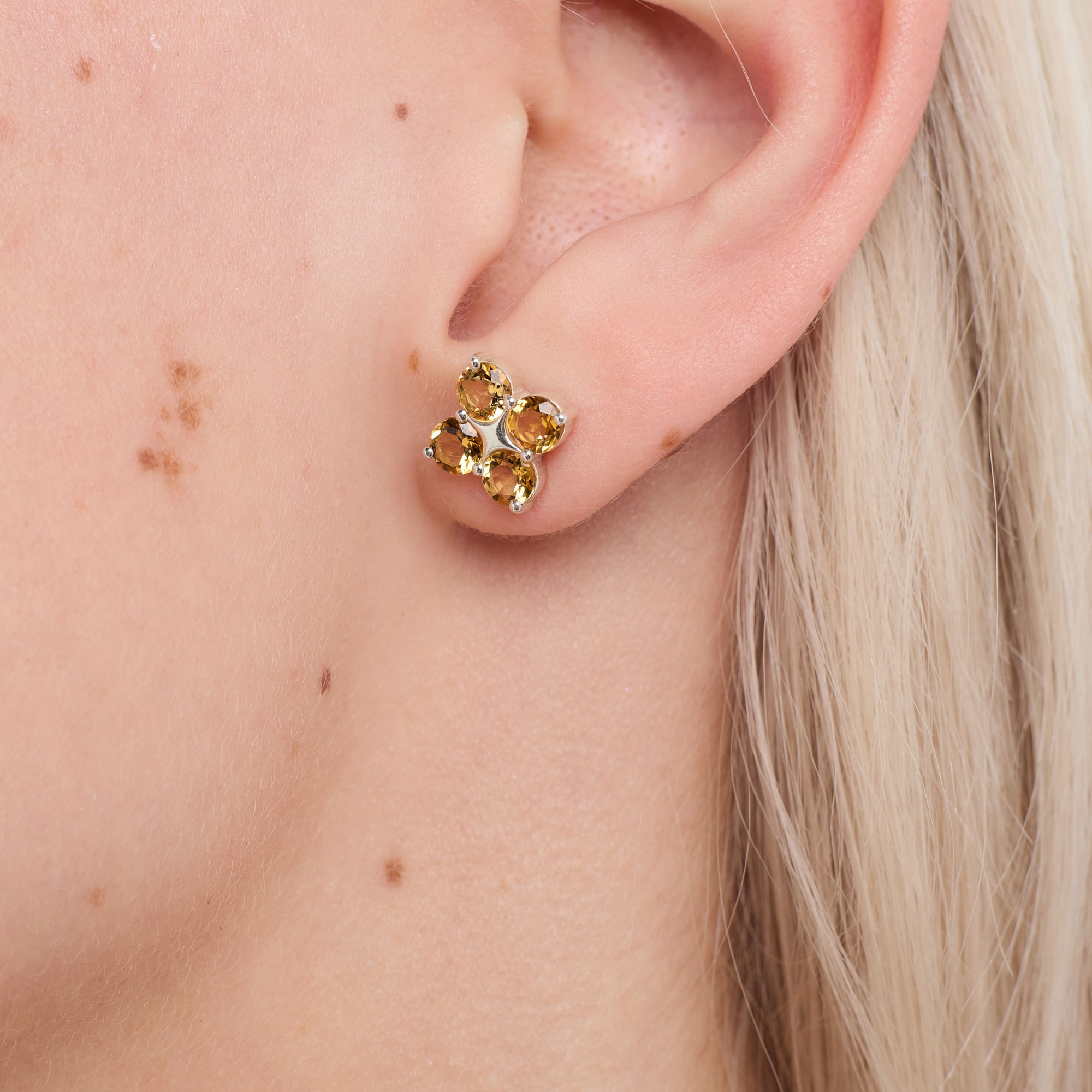 INFANTA Пусеты Principessa Quadrifoglio с цитринами в серебре