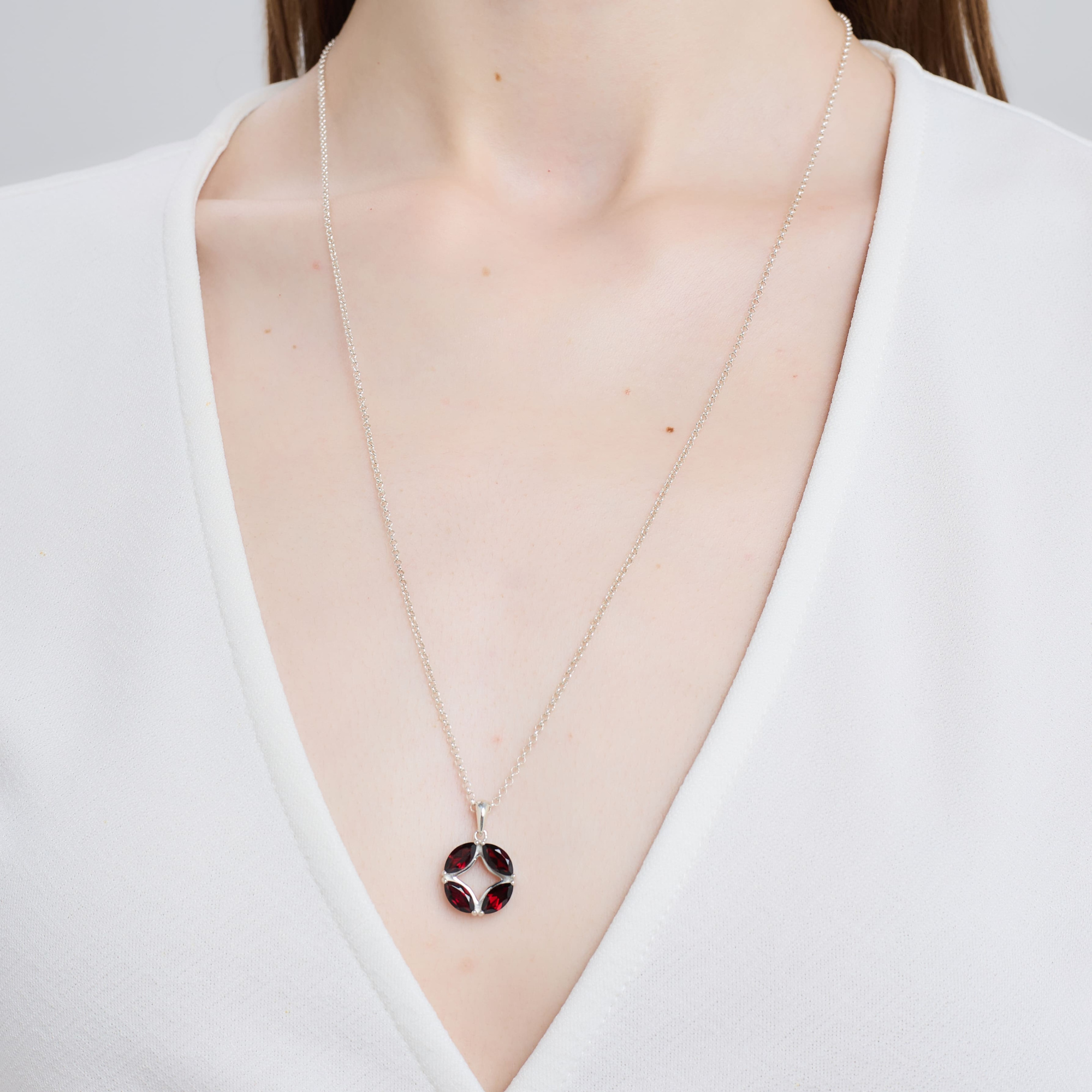 INFANTA Кулон Principessa Marchese Grande с гранатами в серебре