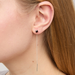 INFANTA Серьги-протяжки Punto e Catena с гранатами в серебре