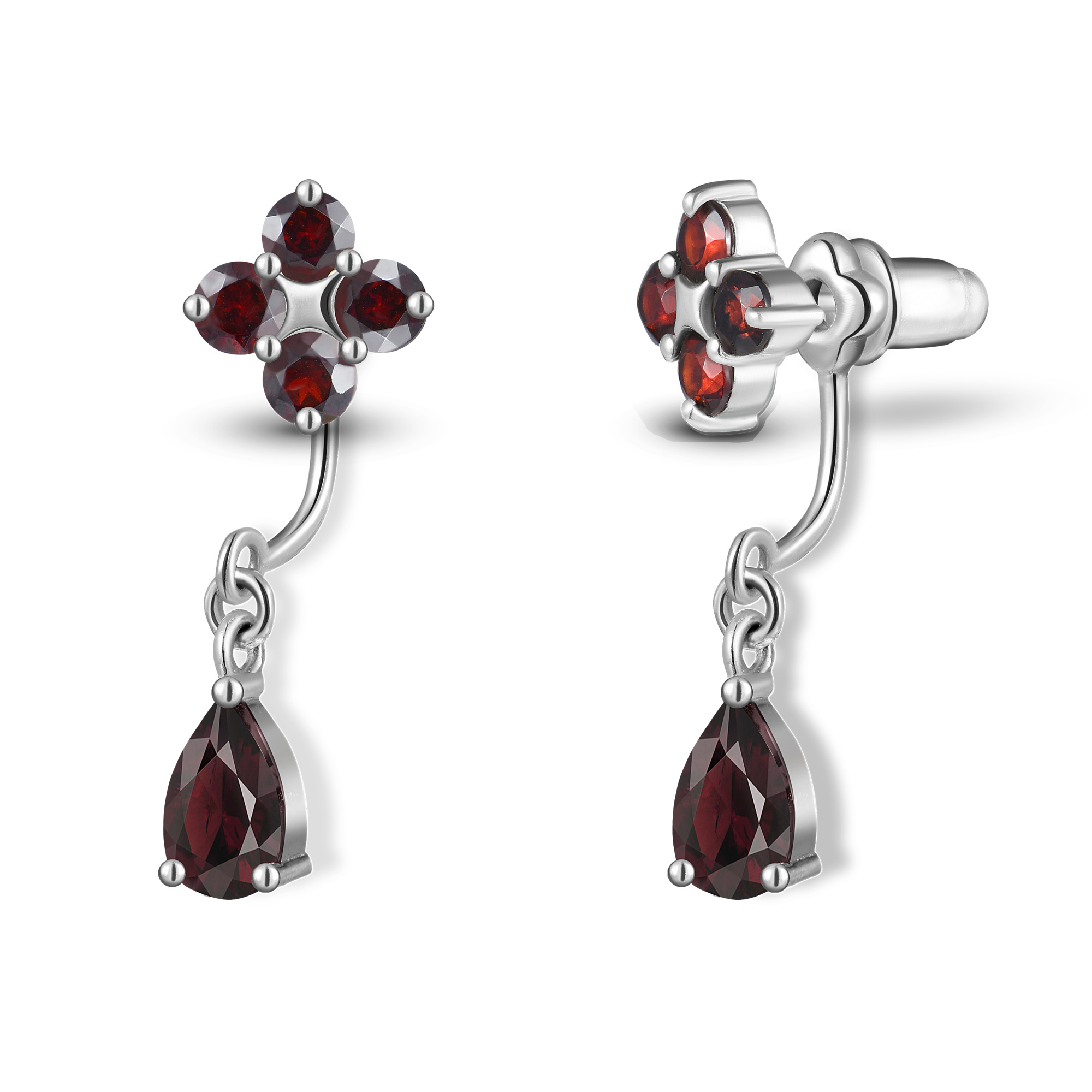 Серьги-трансформеры Principessa Александра с гранатом