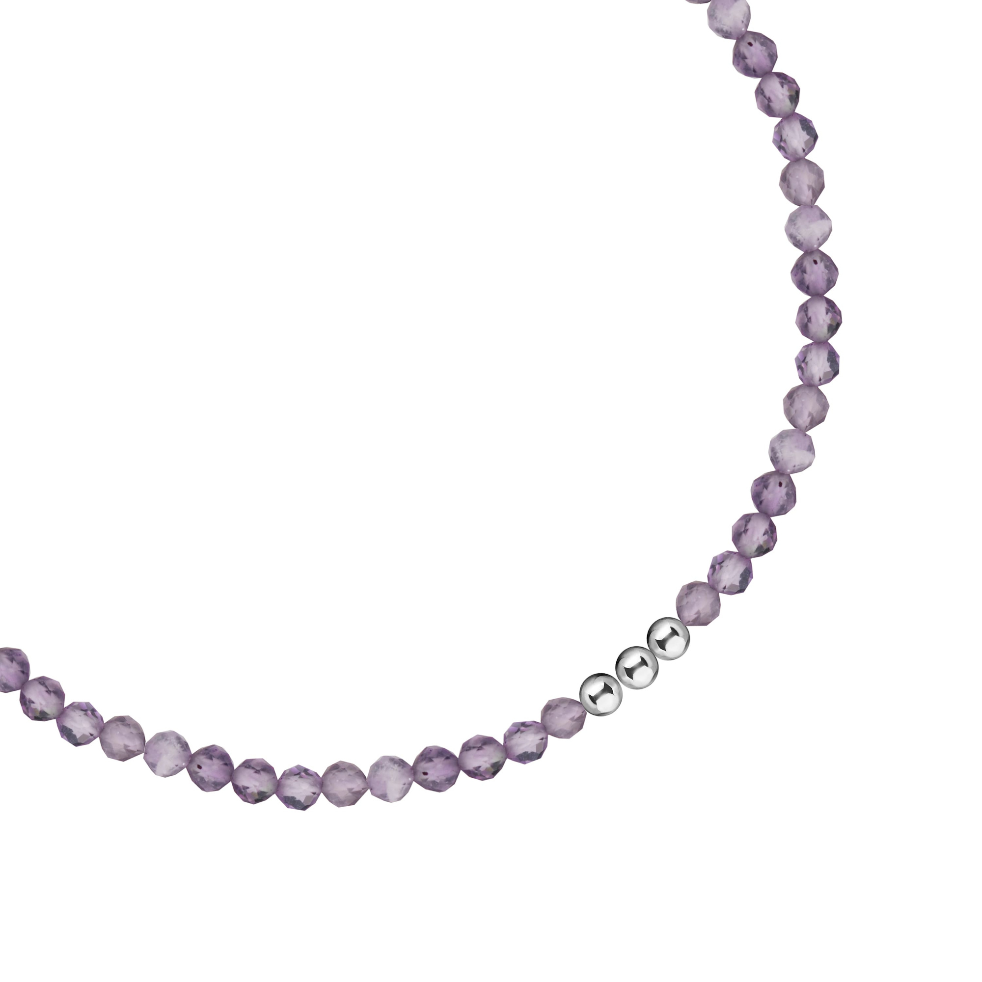 MS. MARBLE Браслет с аметистом на серой нитке серебро