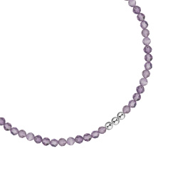 MS. MARBLE Браслет с аметистом на серой нитке серебро