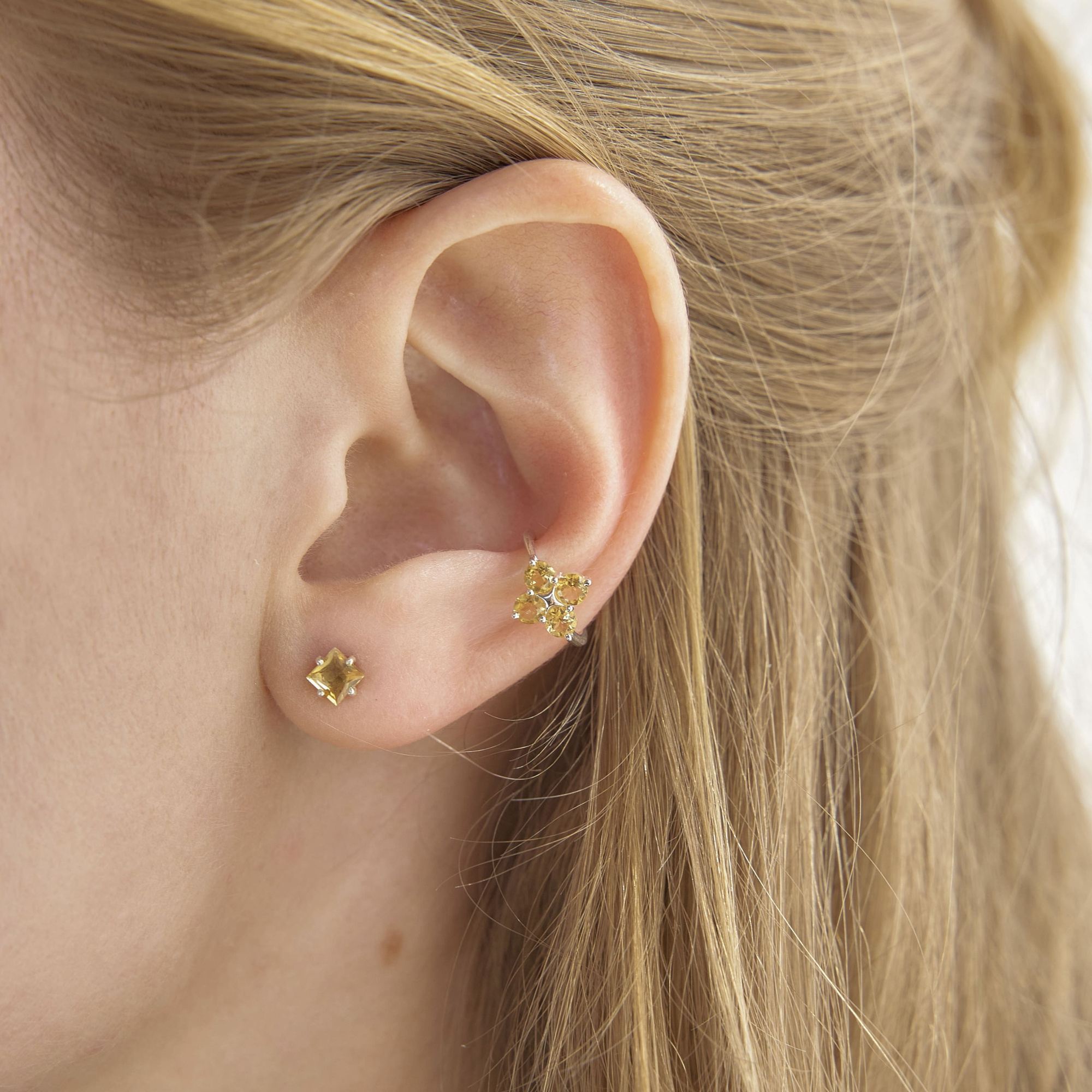 INFANTA Кафф с камнями Quadrifoglio цитрин в серебре