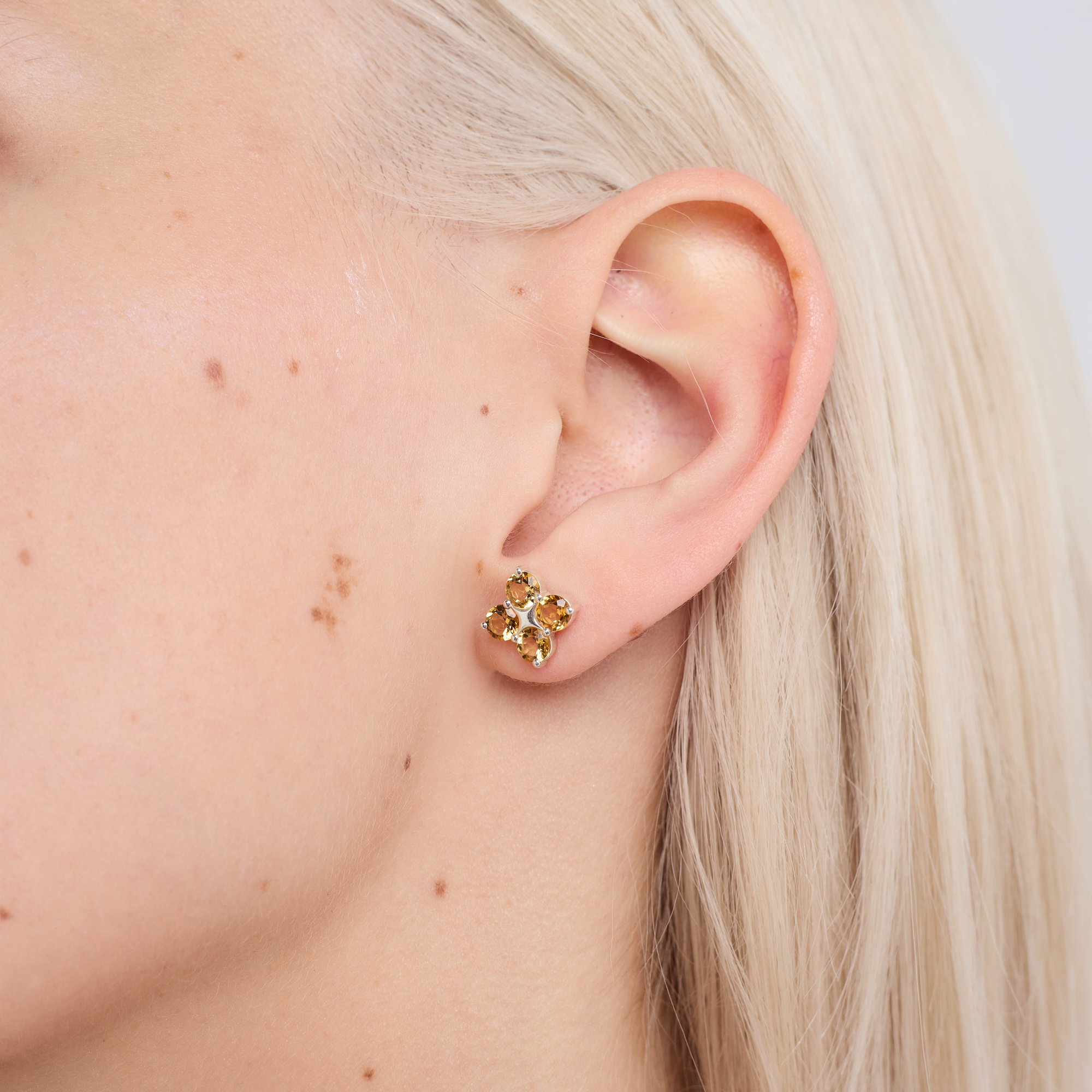 INFANTA Пусеты Principessa Quadrifoglio с цитринами в серебре