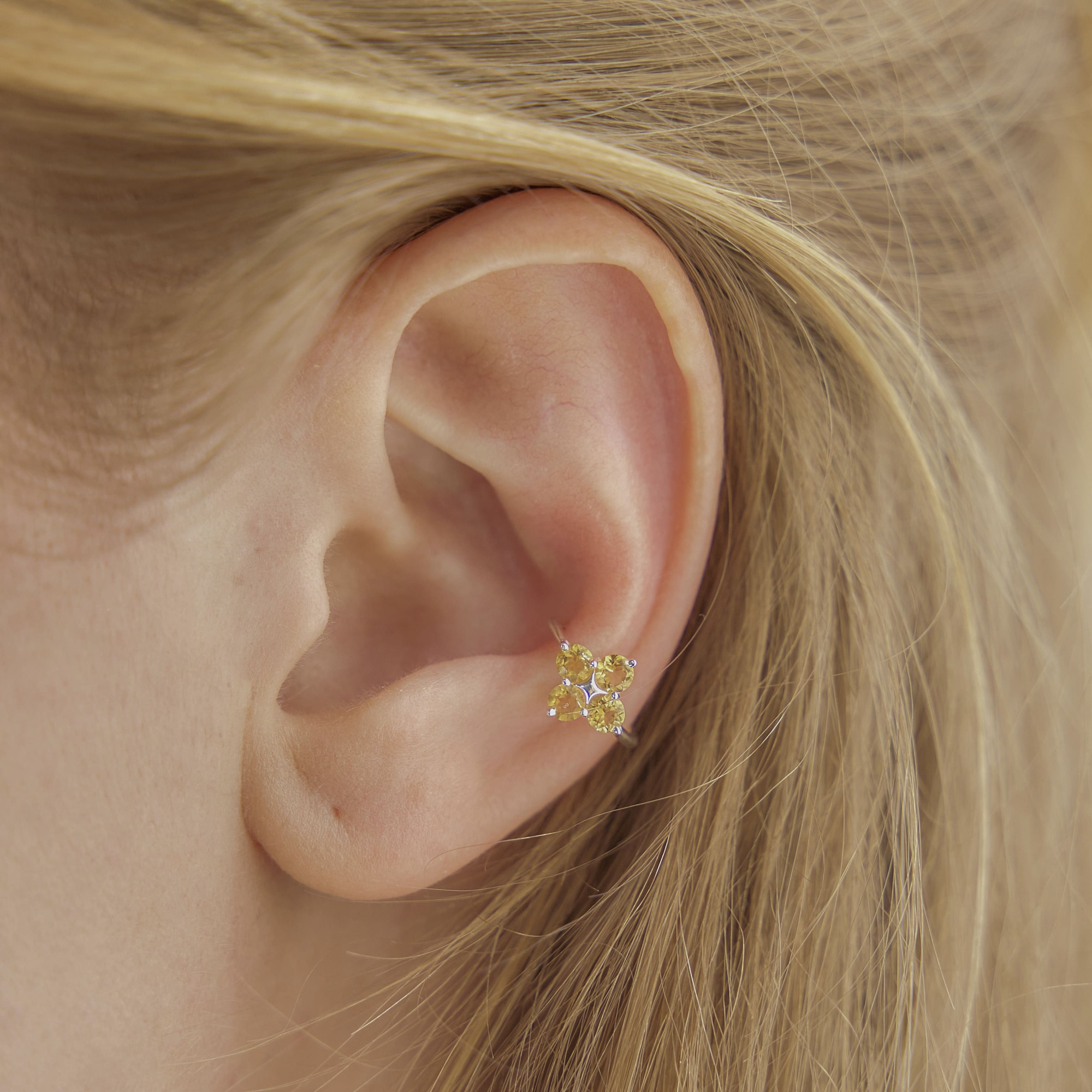 INFANTA Кафф с камнями Quadrifoglio цитрин в серебре