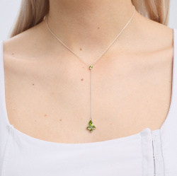 INFANTA Подвеска галстук Principessa Pera с хризолитами круг и груша в серебре