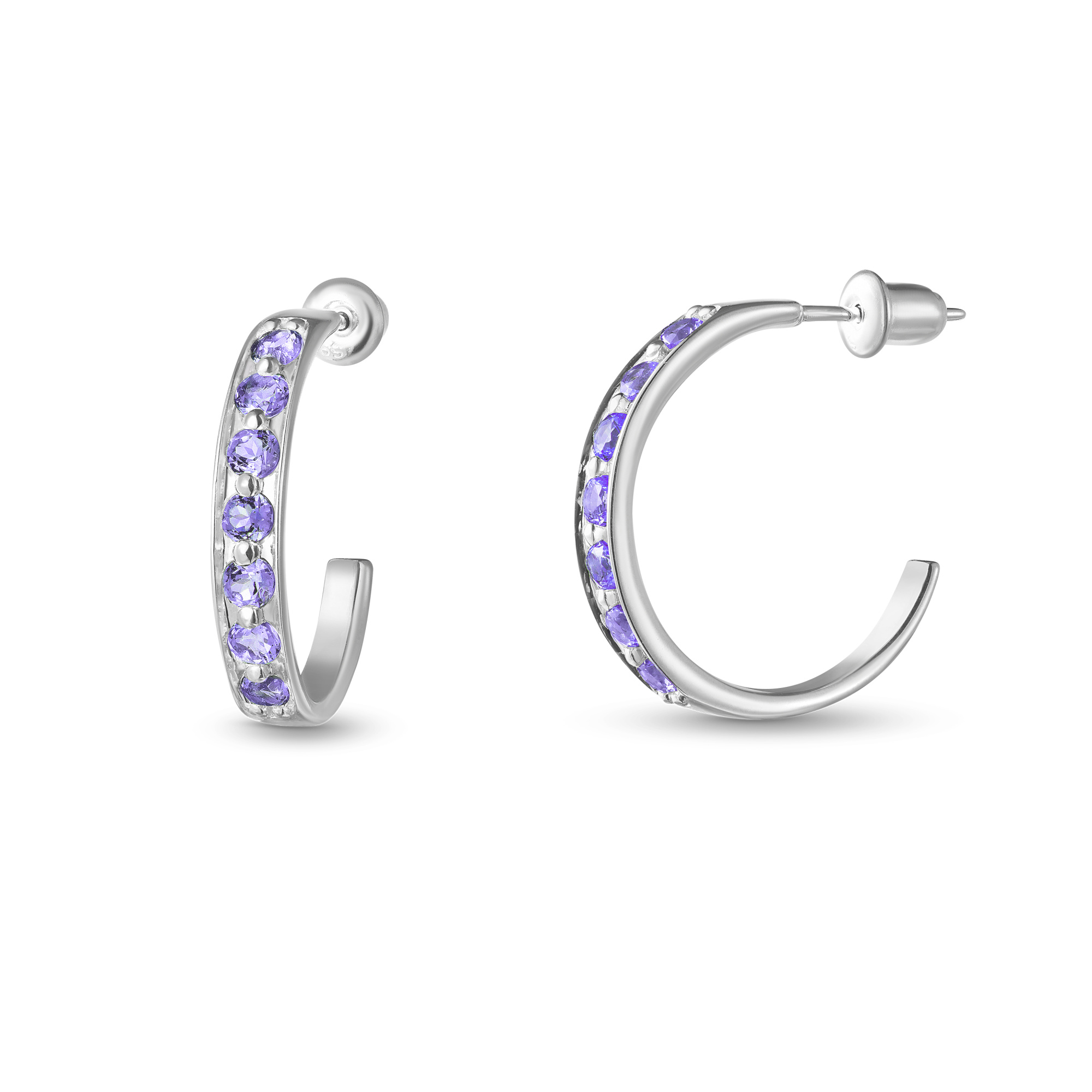 INFANTA Серьги-полукольца Traccia дорожка с аметистами