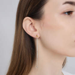 INFANTA Серьги протяжки Principessa Trifoglio piccolo с цитринами в серебре