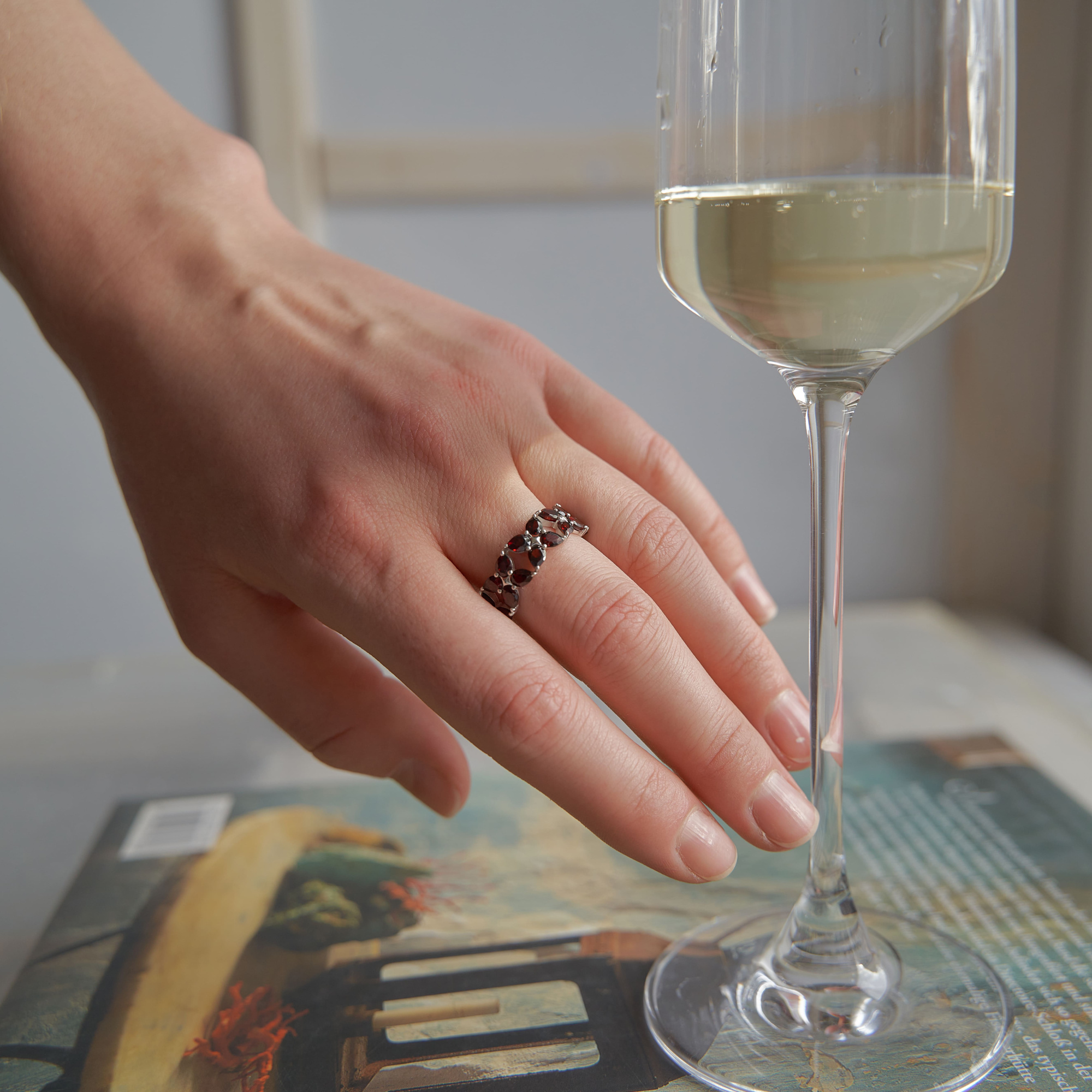 INFANTA Кольцо Principessa Lusso с россыпью гранатов