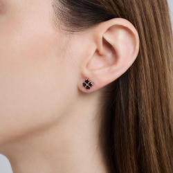 INFANTA Пусеты Principessa piccolo Quadrifoglio с гранатами в серебре