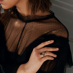 URBAN ISLAND кольцо Smoky Topaz Square Cut | Smoky