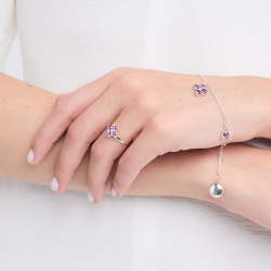 INFANTA Кольцо Principessa Quadrifoglio с аметистами в серебре