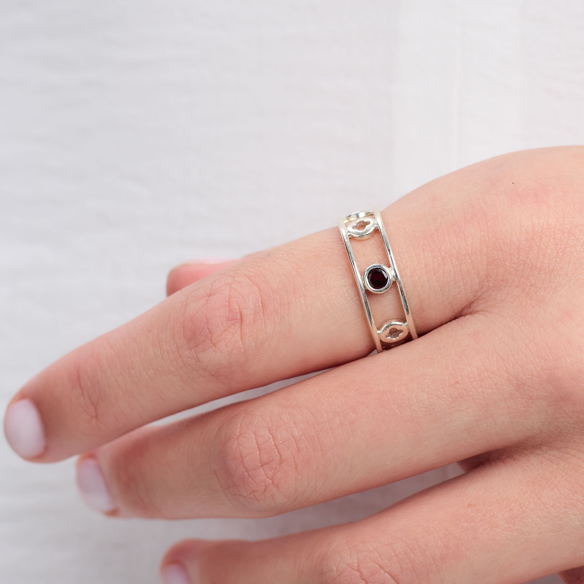 INFANTA Кольцо двойное Principessa Tamburello с гранатом