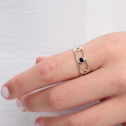 INFANTA Кольцо двойное Principessa Tamburello с гранатом