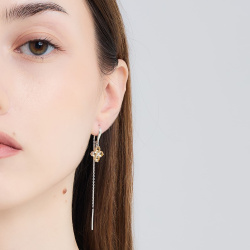 INFANTA Серьги протяжки Principessa Quadrifoglio с цитринами в серебре