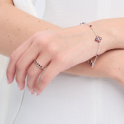 INFANTA Кольцо дорожка Principessa Traccia с гранатами в серебре