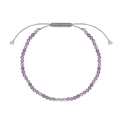 MS. MARBLE Браслет с аметистом на серой нитке серебро