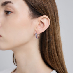 INFANTA Серьги-полукольца Traccia дорожка с аметистами