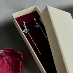 INFANTA Серьги протяжки Principessa Quadrifoglio с аметистами в серебре