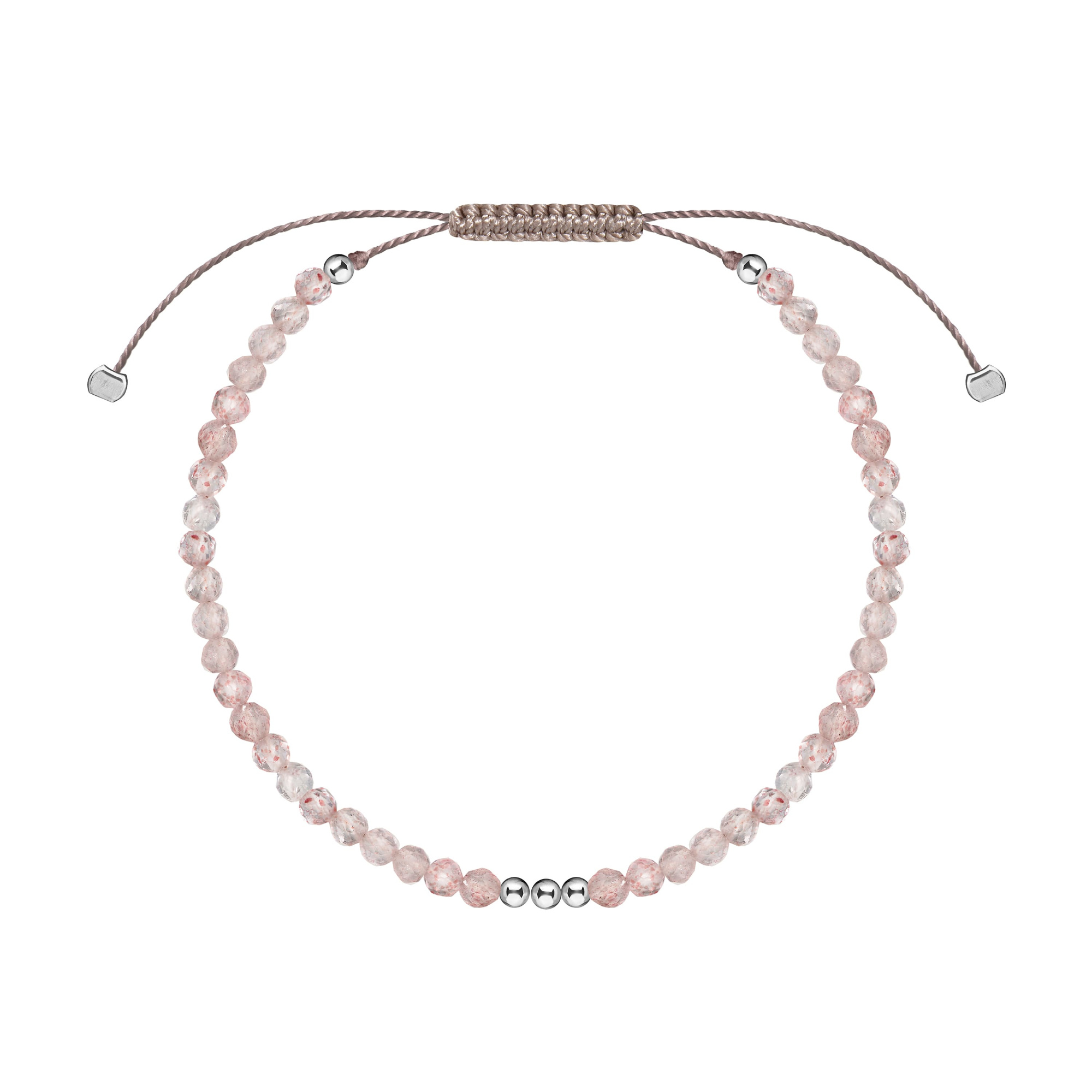 MS. MARBLE Браслет с розовым кварцем на нитке серебро