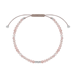MS. MARBLE Браслет с розовым кварцем на нитке серебро