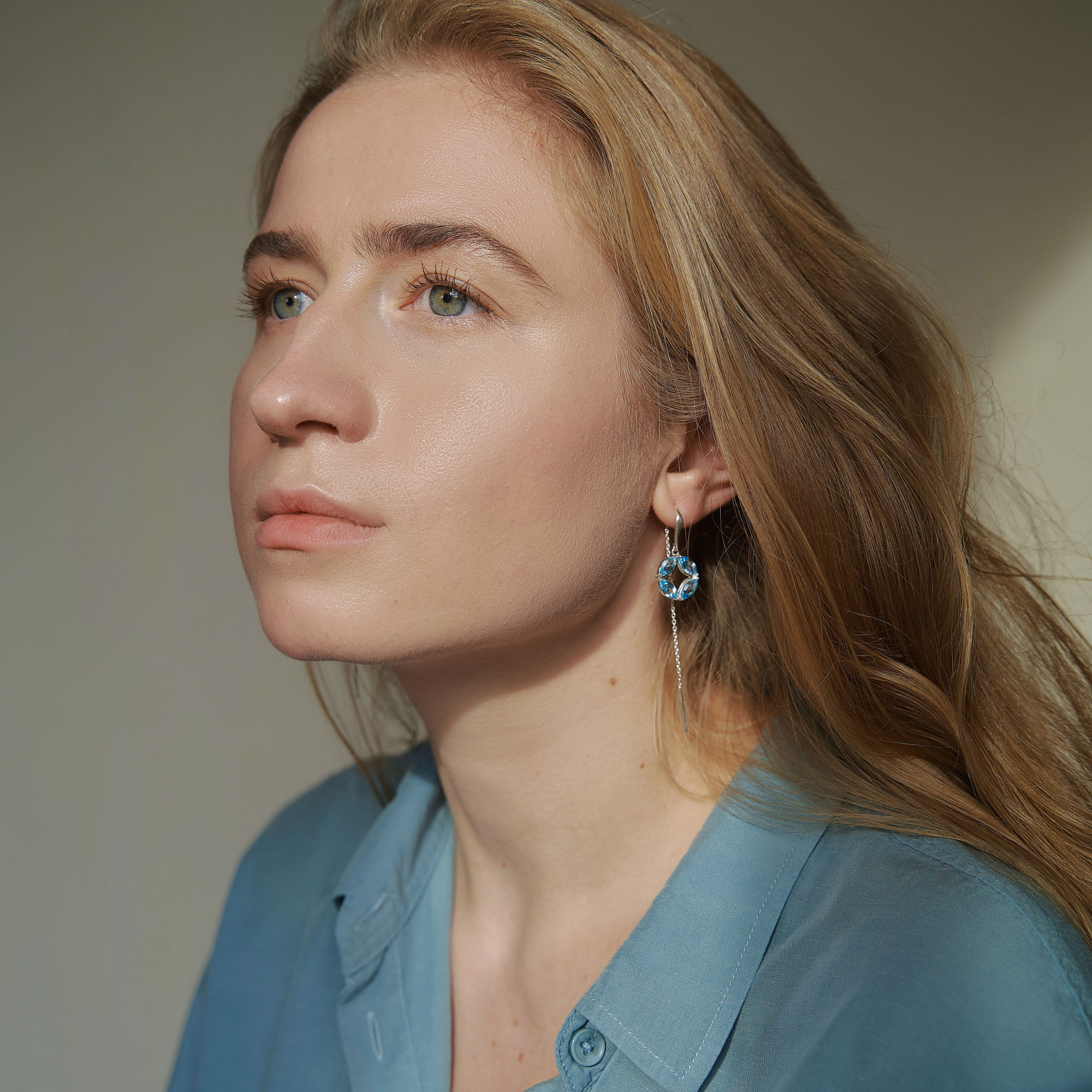 INFANTA Серьги протяжки Principessa Marchese с топазами в серебре