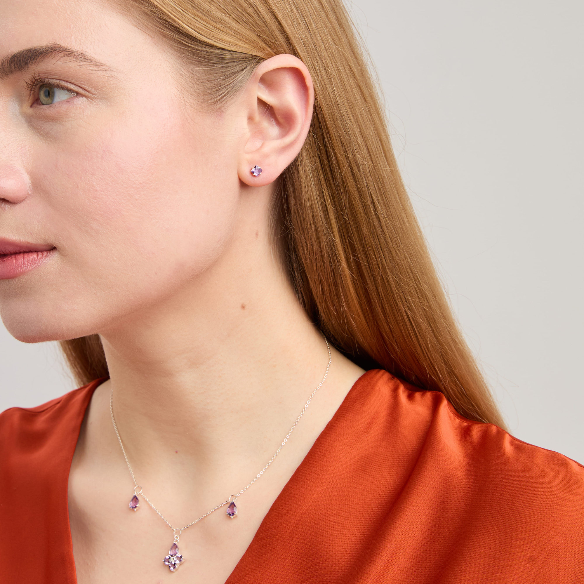 INFANTA Пусеты Principessa Punto с аметистами в серебре