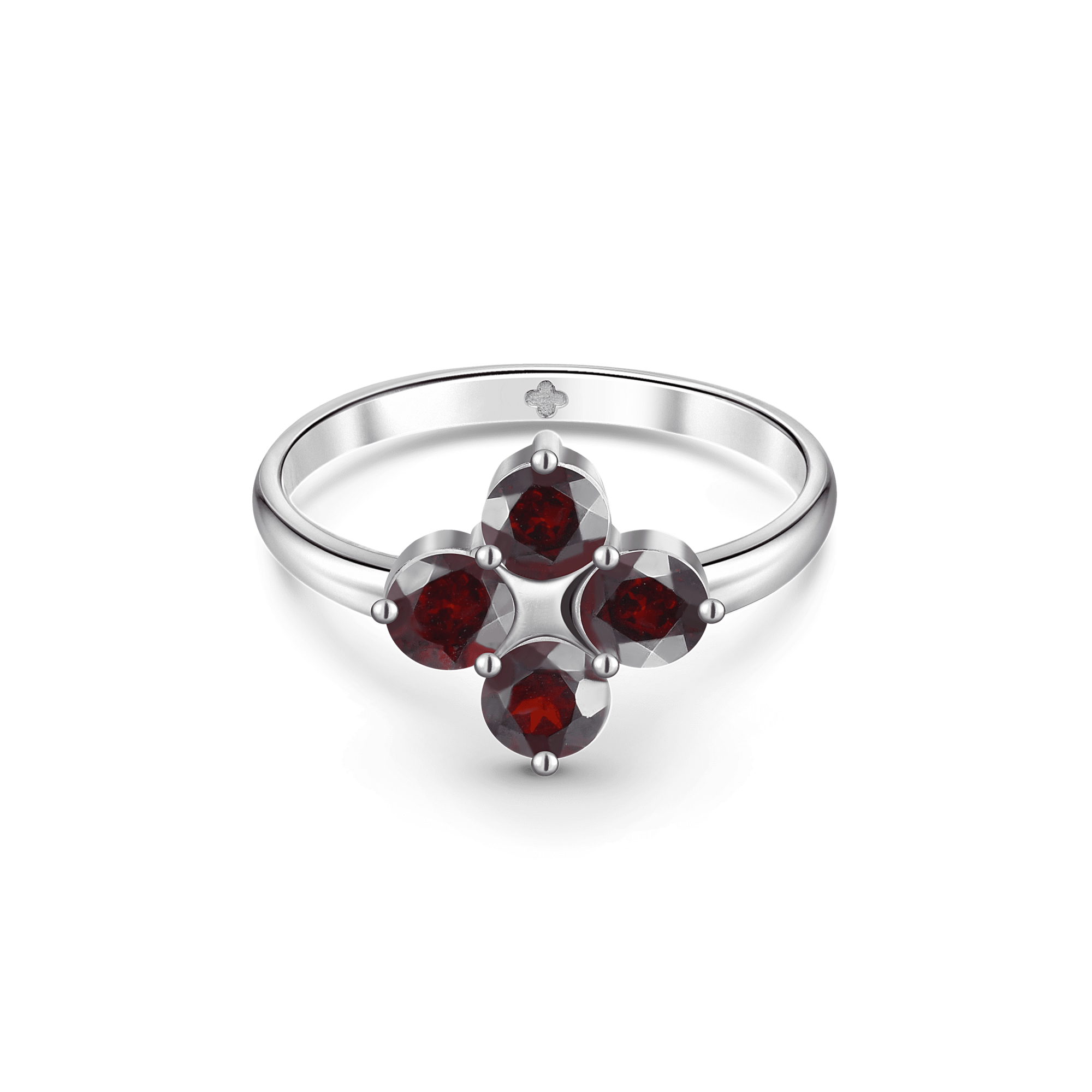 INFANTA Кольцо Principessa Quadrifoglio с гранатами в серебре