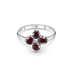INFANTA Кольцо Principessa Quadrifoglio с гранатами в серебре
