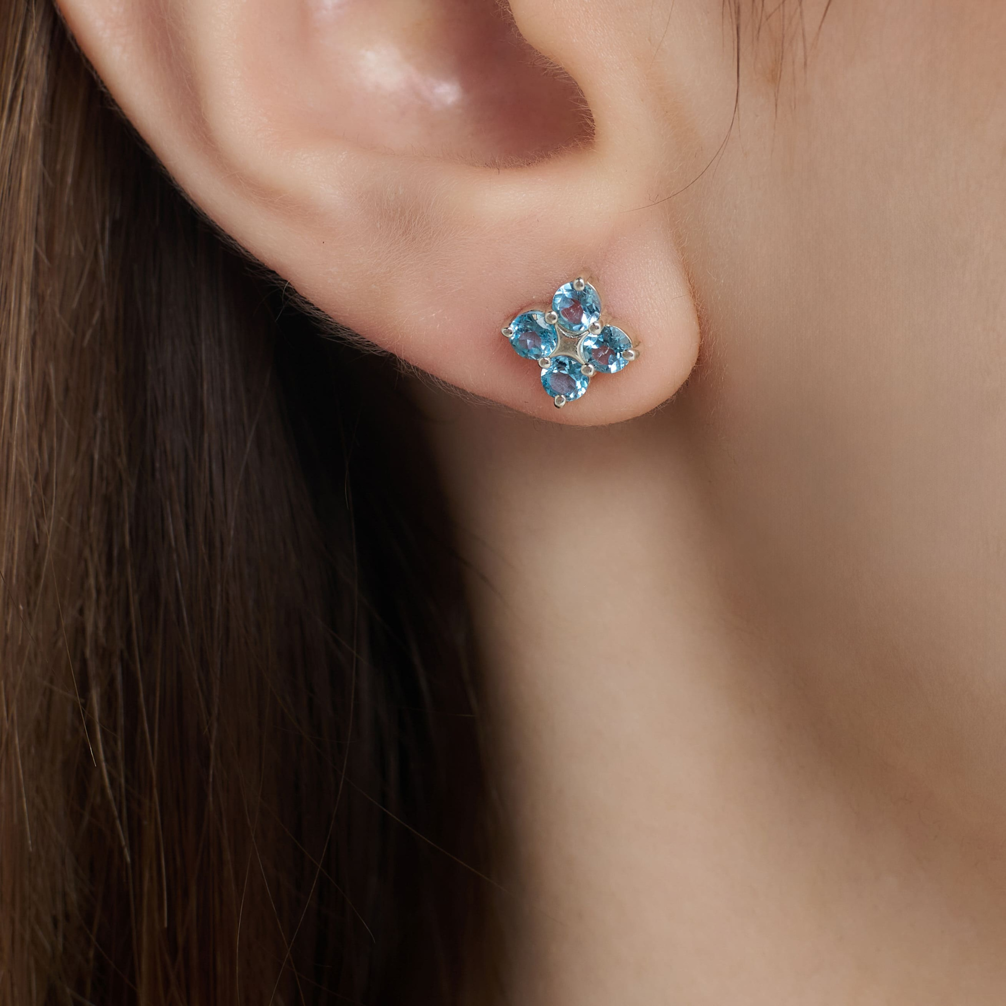 INFANTA Пусеты Principessa piccolo Quadrifoglio с топазами в серебре