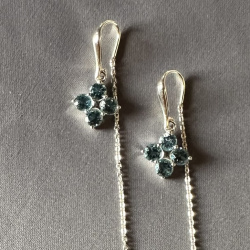 INFANTA Серьги протяжки Principessa Quadrifoglio с топазами в серебре