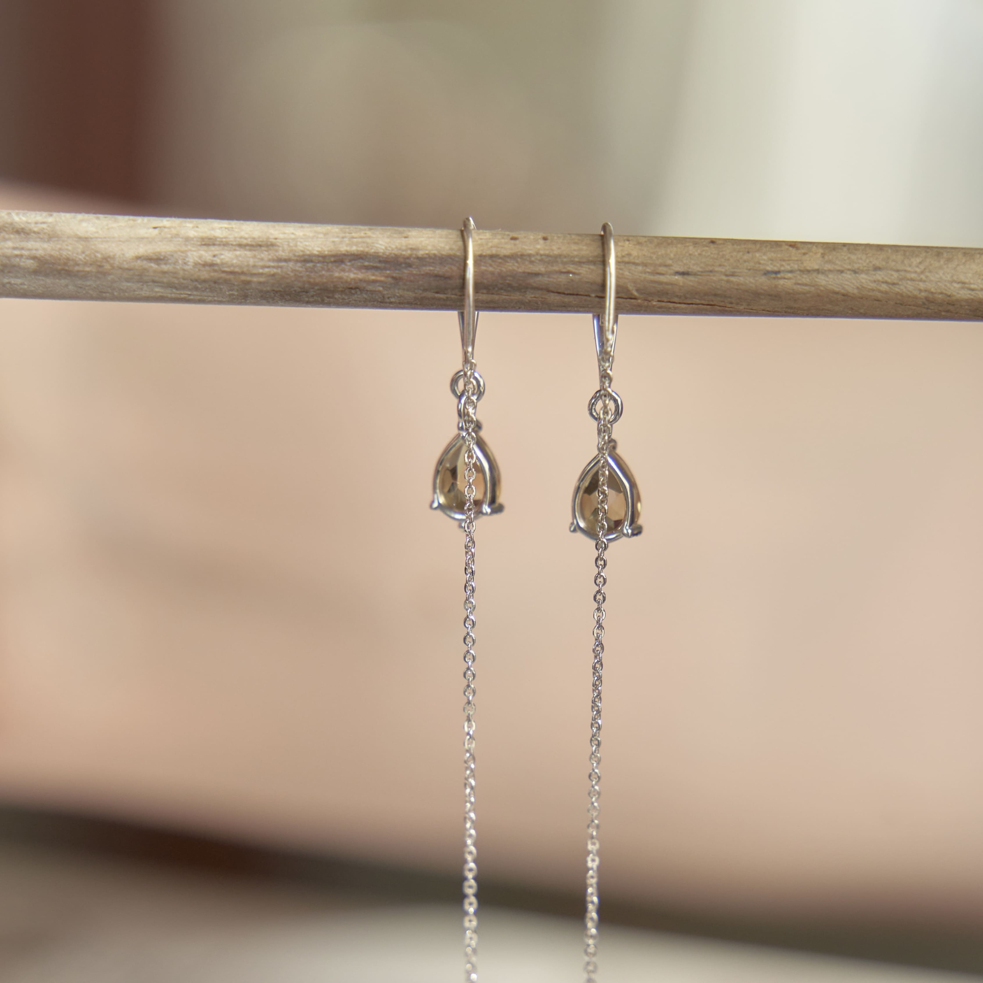 INFANTA Серьги протяжки Goccia с цитрином в серебре