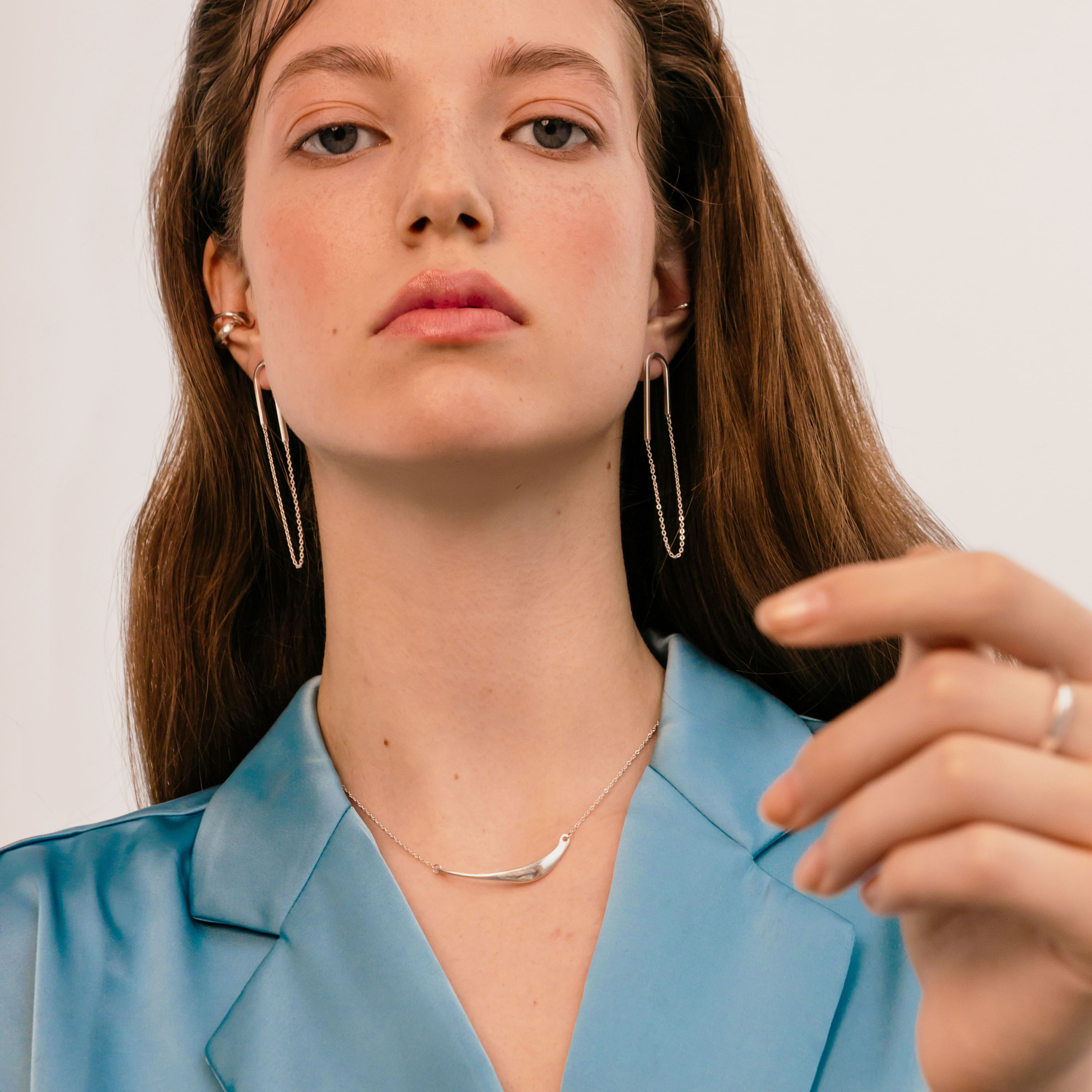 INFANTA Серьги Catena с цепочкой серебро