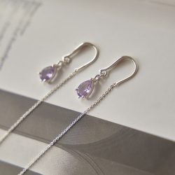 INFANTA Серьги протяжки Goccia с аметистом в серебре