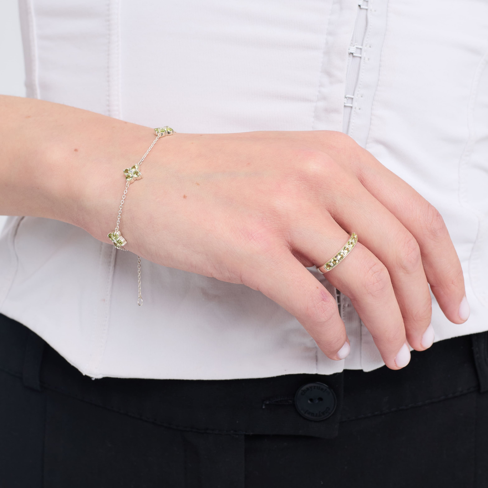 INFANTA Кольцо дорожка Principessa Traccia с хризолитами в серебре