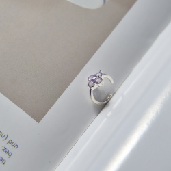 INFANTA Кафф с камнями Quadrifoglio аметист в серебре