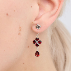 Серьги-трансформеры Principessa Екатерина с гранатами