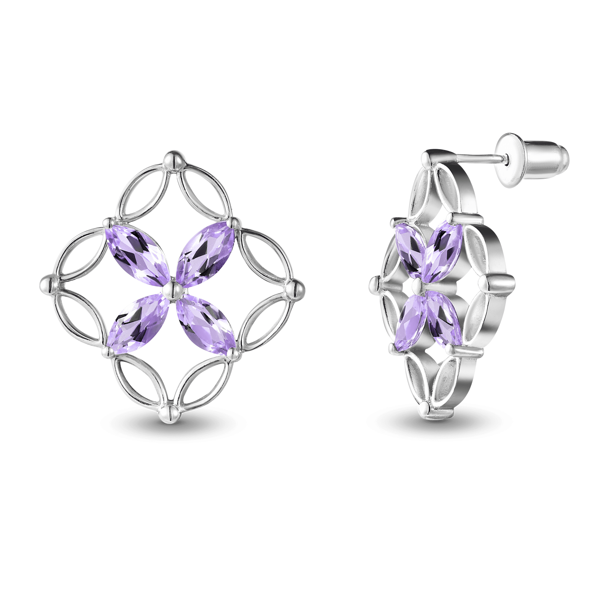 INFANTA Серьги Principessa Marchese с аметистами в серебре