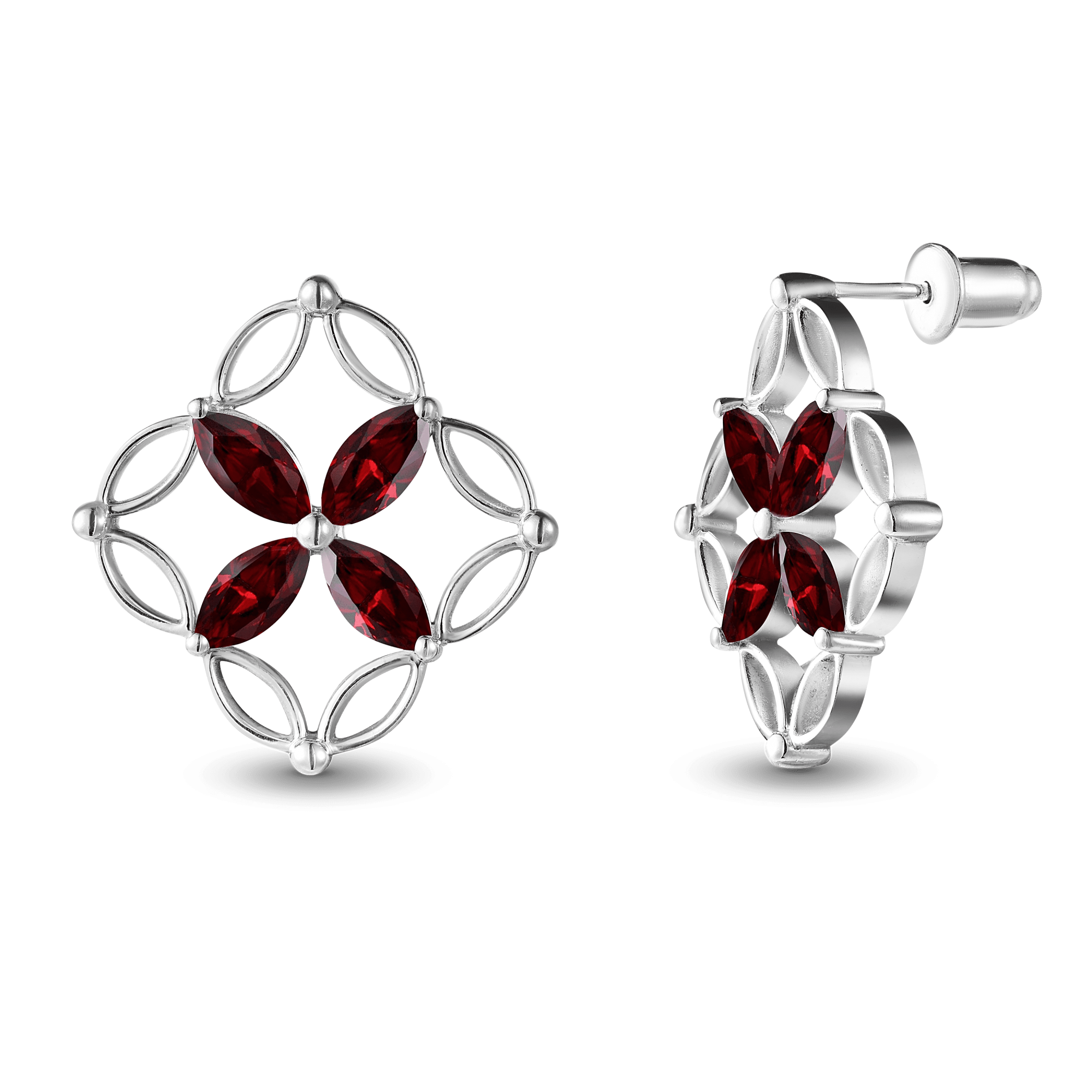 INFANTA Серьги Principessa Marchese с гранатами в серебре