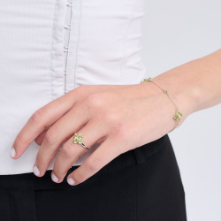 INFANTA Кольцо Principessa Quadrifoglio с хризолитами в серебре