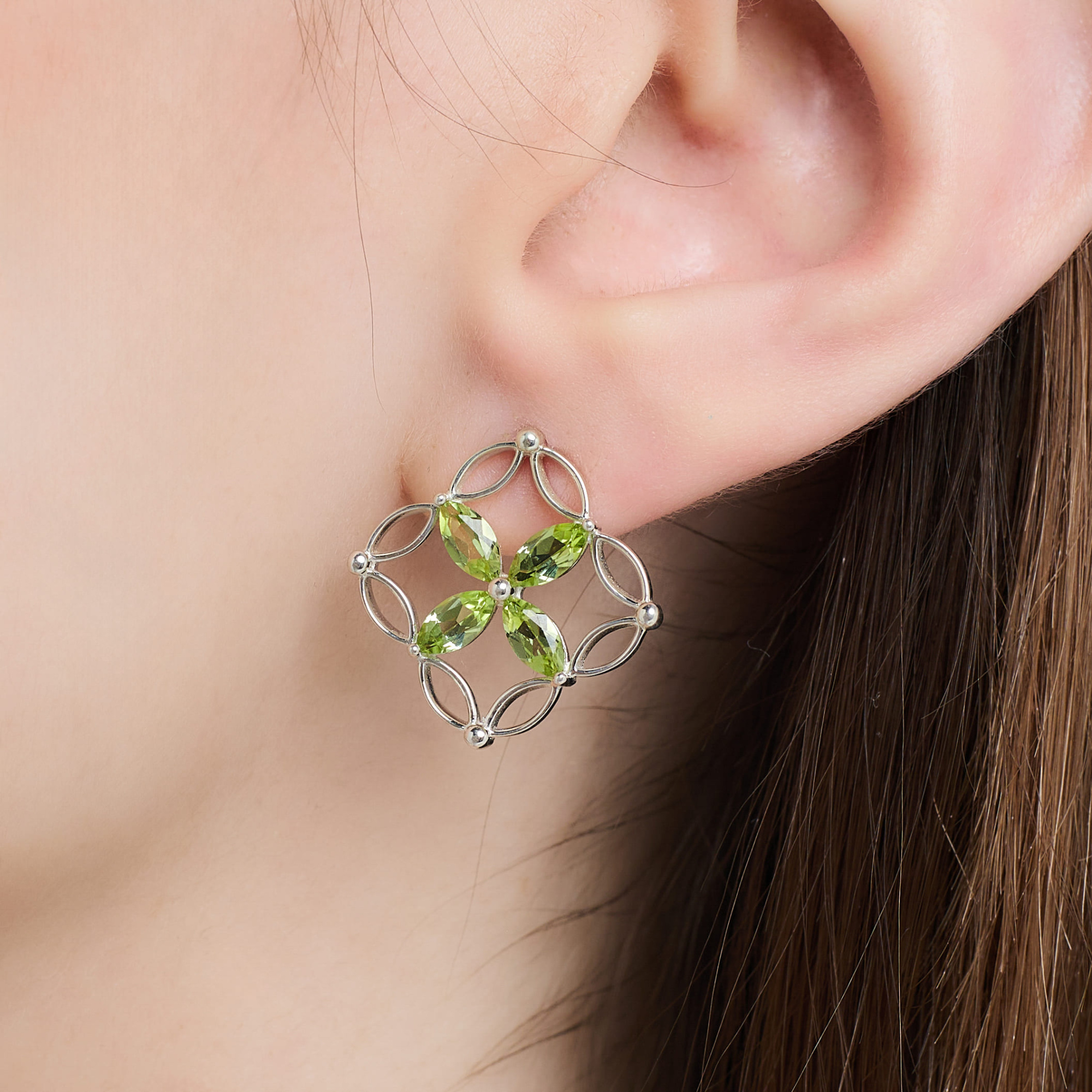 INFANTA Серьги Principessa Marchese с хризолитами в серебре