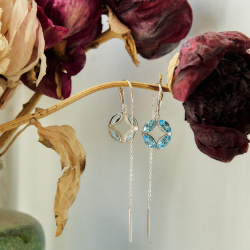 INFANTA Серьги протяжки Principessa Marchese с топазами в серебре