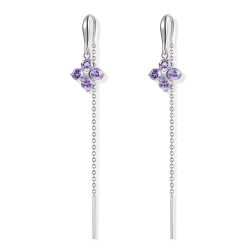INFANTA Серьги протяжки Principessa Quadrifoglio с аметистами в серебре
