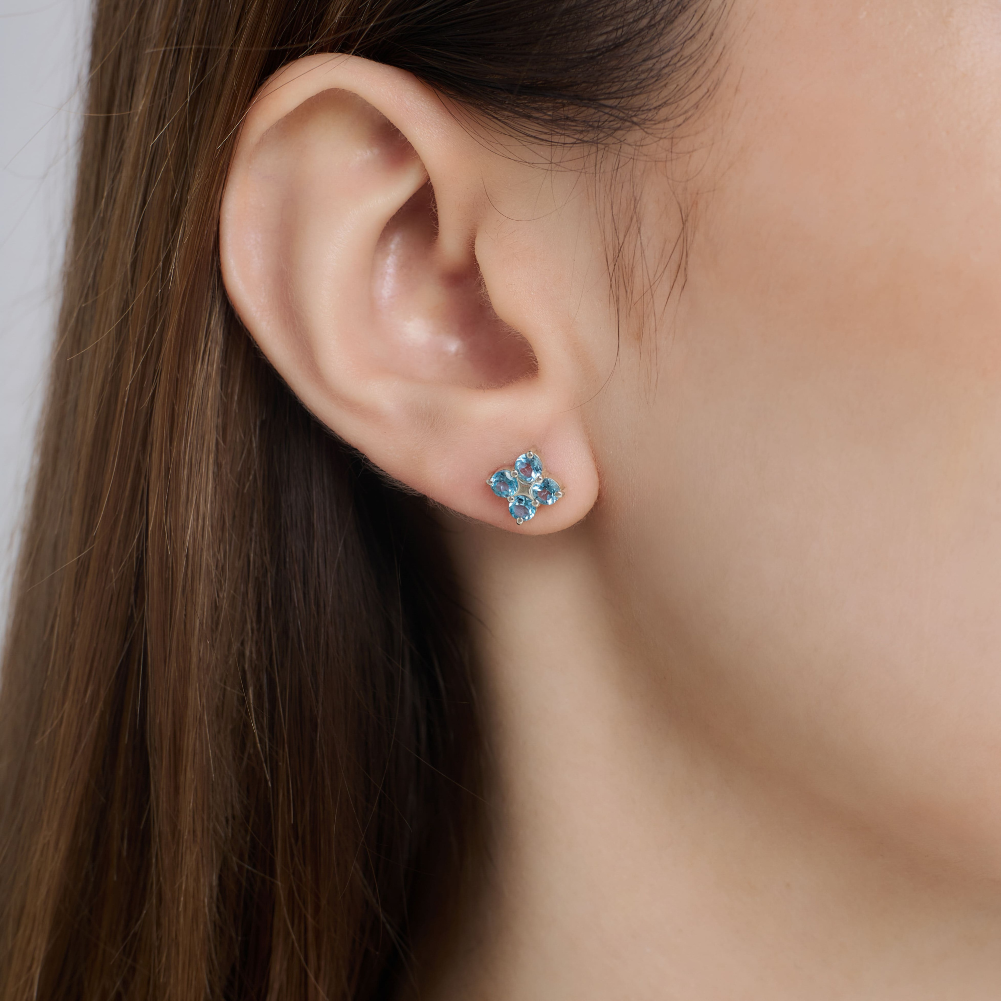 INFANTA Пусеты Principessa piccolo Quadrifoglio с топазами в серебре